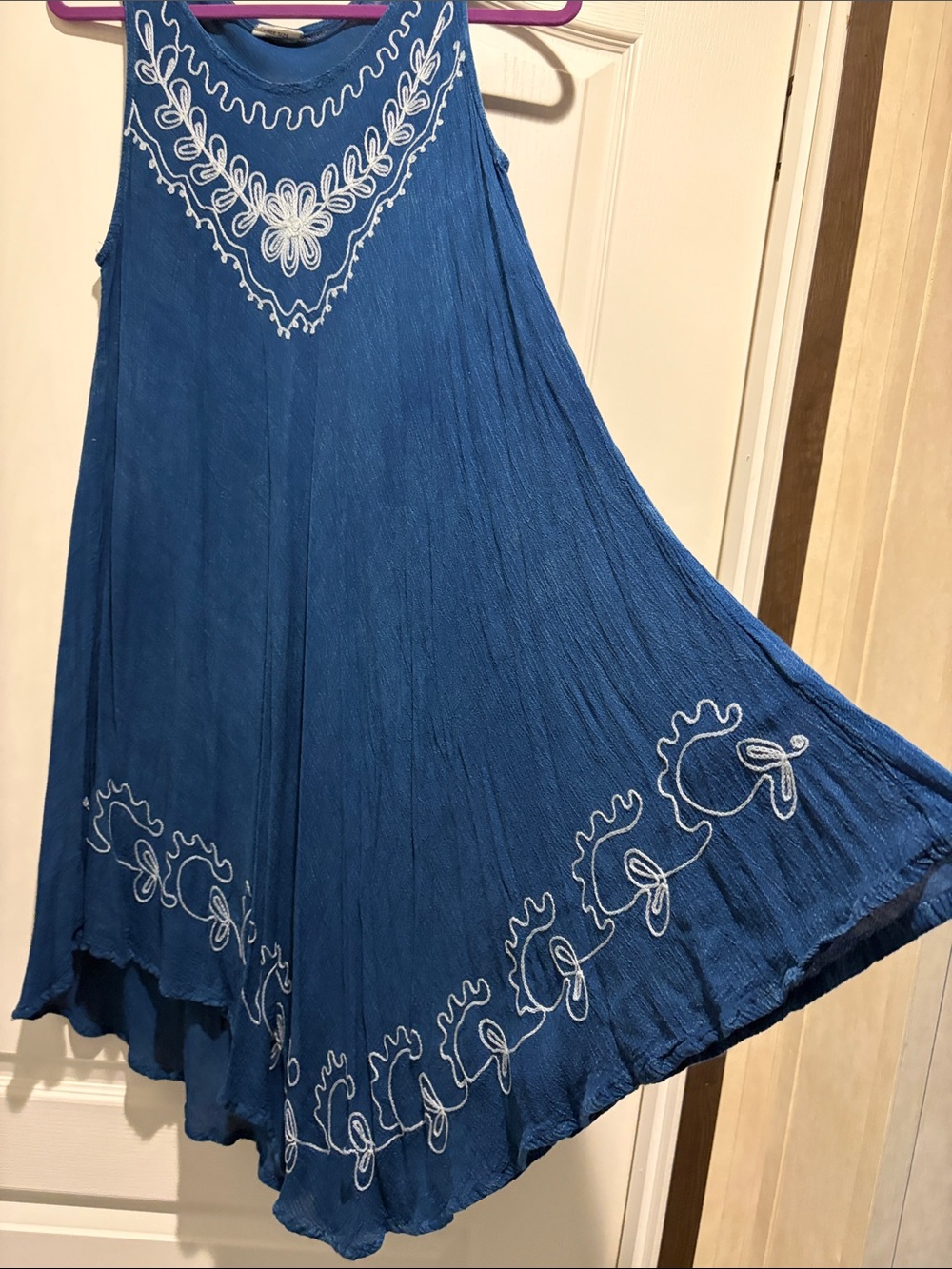 Exist Blue Sleeveless Embroidered Asymmetrical Dress. Pit to Pit 24”